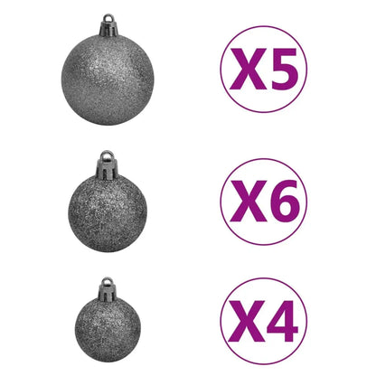 Pre-Lit 70.9\" Artificial Christmas Tree with Ball Set Pine Cones Festive Christmas Decorations