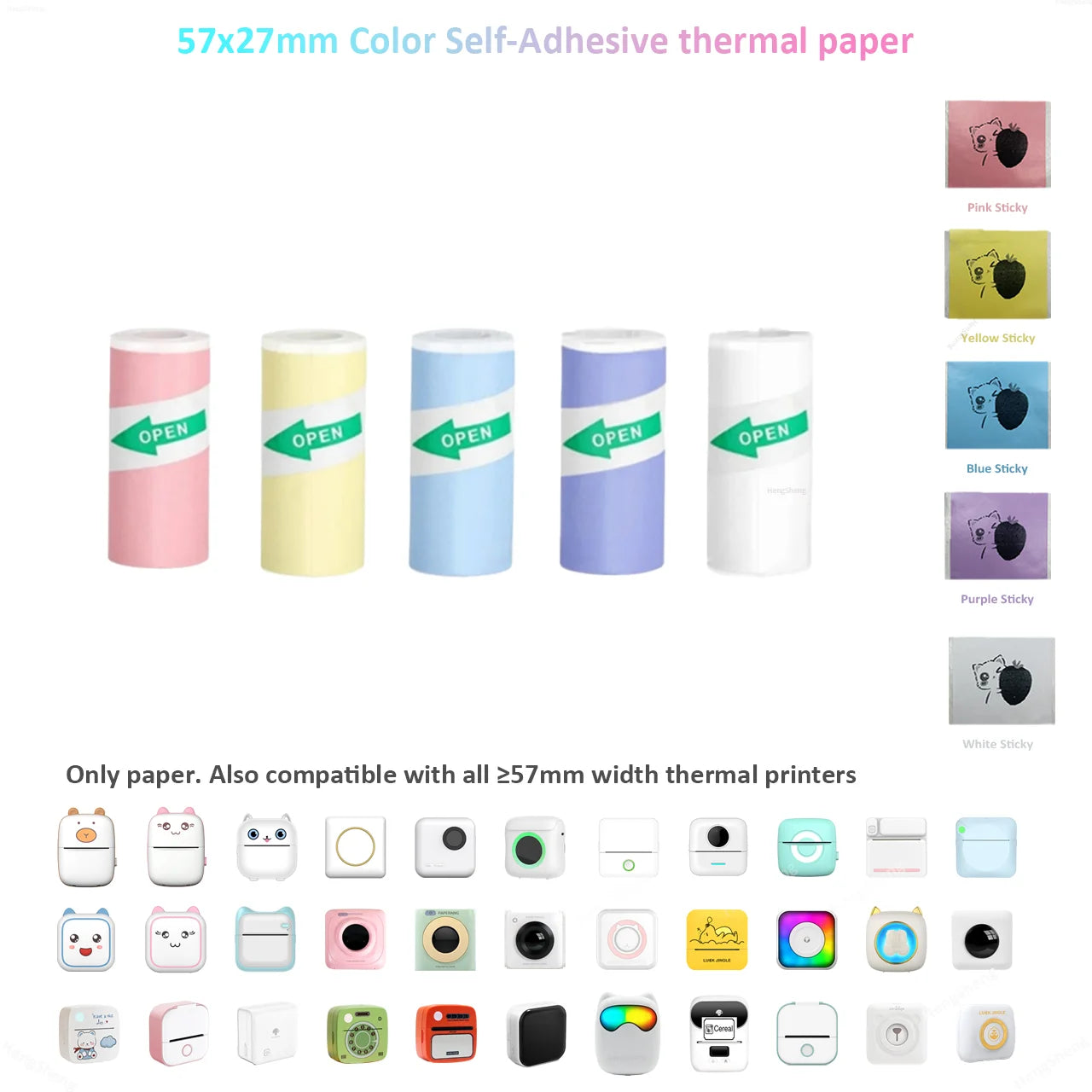 Mini Sticker Printer,Inkless Thermal Printer, Pocket Bluetooth Printer for Halloween Christmas Gift for Photo,Memo Impressora