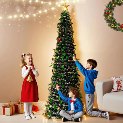 Small Christmas Tree 5 Ft Festival Ornament Foldable Fake Christmas Tree for Yard Porch Patio Kitchen Classroom Winter Holiday
