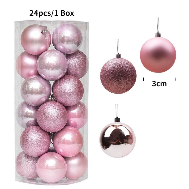 24/36Pcs/Box Christmas Ball Decoration Xmas Tree Pendent Ornaments for Home Decor Navidad New Year 2026 Party Supplies Accessory