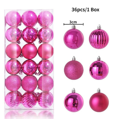 24/36Pcs/Box Christmas Ball Decoration Xmas Tree Pendent Ornaments for Home Decor Navidad New Year 2026 Party Supplies Accessory