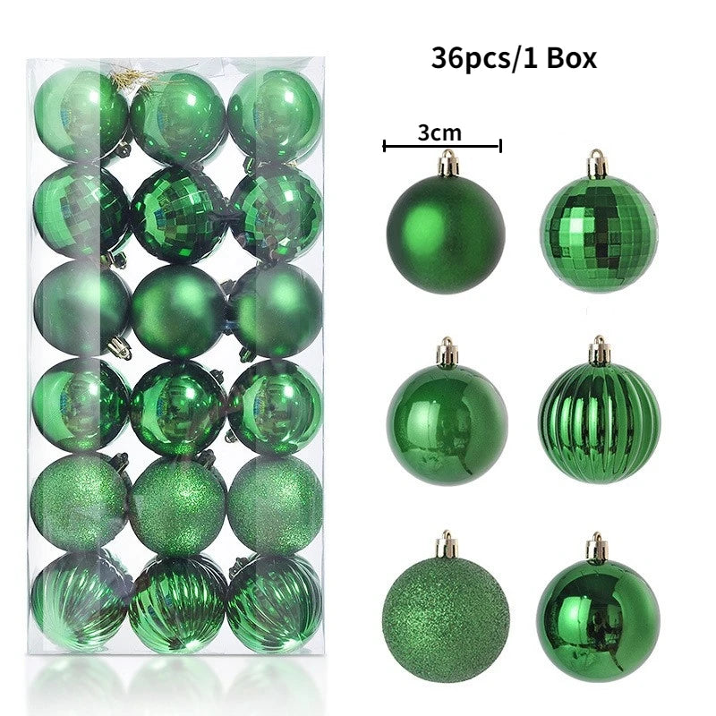 24/36Pcs/Box Christmas Ball Decoration Xmas Tree Pendent Ornaments for Home Decor Navidad New Year 2026 Party Supplies Accessory