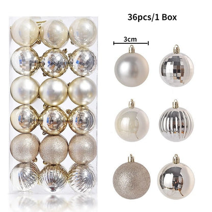 24/36Pcs/Box Christmas Ball Decoration Xmas Tree Pendent Ornaments for Home Decor Navidad New Year 2026 Party Supplies Accessory