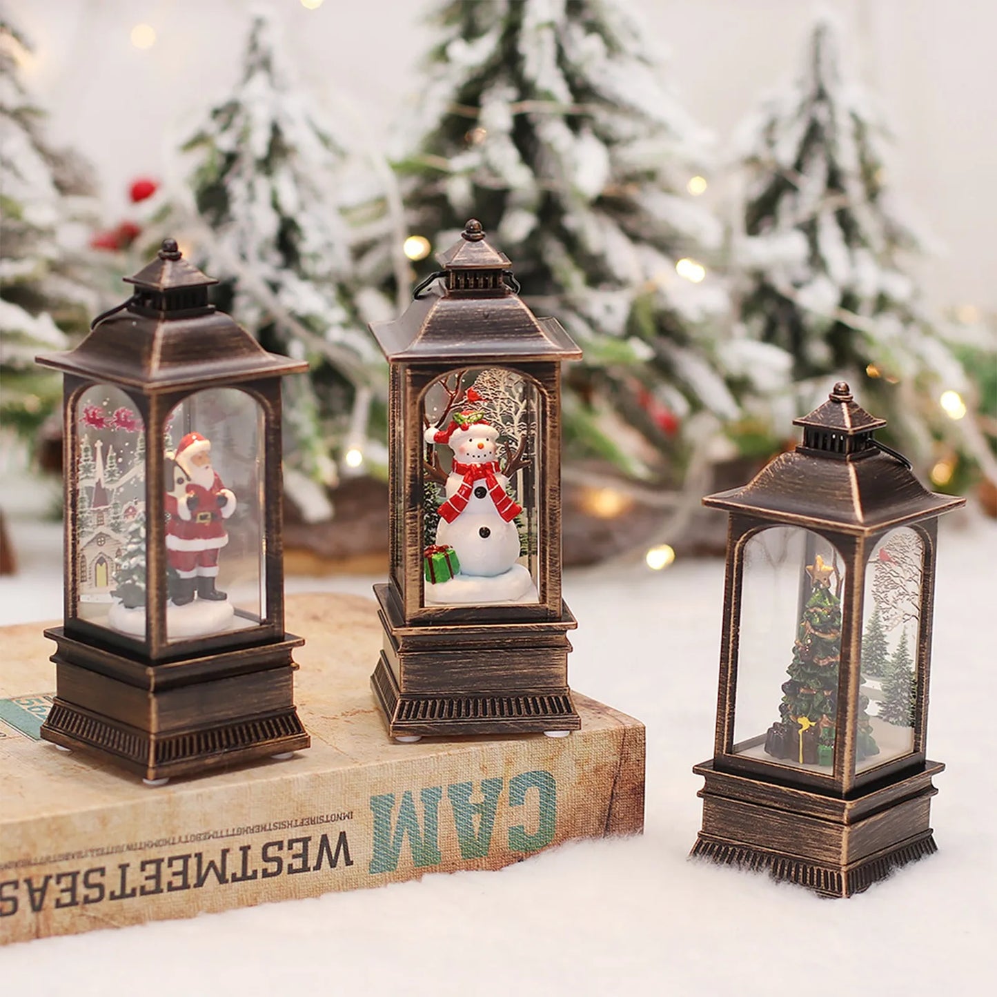 Christmas Little Night Lamp Festive Warm White LED Light Lantern Decoration Indoor Outdoor Home Garden Table Ornament Gift new